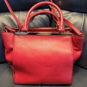 Michael Kors Red Leather Shoulder Tote Bag